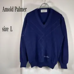 .Arnold Palmer ネイビー Vネック セーター サイズL メンズ