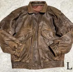 【vintage】羊革 本革 シングルライダースジャケット ブルゾン ブラウンL