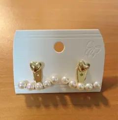 美品　ピアス　パール　ゴールド　ハート　結婚式　インポート　シンプル　上品