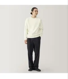 【無印良品】洗えるミラノリブ編みクルーネックセーター　オフホワイト　muji