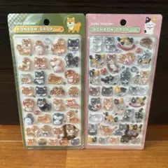 和柄柴犬・和猫ボンボンドロップシール 2種セット