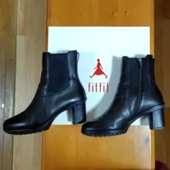 fitfit フレックスヒールサイドゴアブーツ2 ブラック