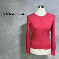 7-IDconcept ニットカーディガン 丸首レーヨン ピンク M 881