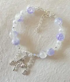 TikTokミリンちゃん 紫と透明ビーズのブレスレット