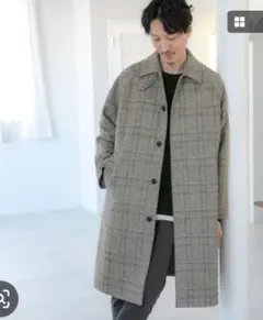 【クリーニング済】GLOBAL WORK ウーリーテックロングコート　S　グレー