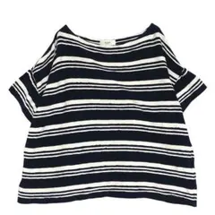 ビームスハート　ボートネック ボーダーカットソー　白 ネイビー