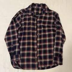 値下げ UNIQLO⭐︎ネイビー レッド チェック柄 長袖シャツ Mサイズ