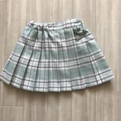 ブルー系チェック柄 プリーツスカート　130cm