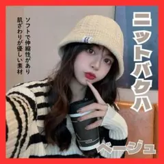 帽子　レディース　バケハ　ニット帽　ニットキャップ　ケーブル編み　寒さ対策　韓国