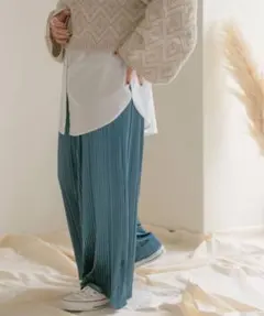 【新品未使用（タグあり）】プリーツ　イージーパンツ フリーサイズ　ウエストゴム