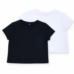 【まとめ売】クルーネック 半袖Tシャツ ブラック ホワイト 2枚セットのサムネイル