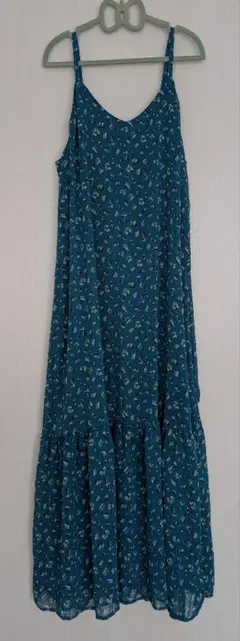 ターコイズ フラワープリント キャミワンピース