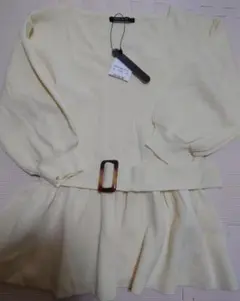 ワンウェイ　oneway　トップス　7分丈　ペプラム　ベルト付き