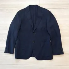 UNIQLO ユニクロ　麻　綿　ジャケット　ネイビー　サイズM