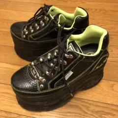 yosuke 厚底スニーカー　グリーン　緑　黒　ブラック