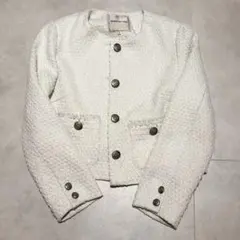 Apuweiser-riche ノーカラージャケット ホワイト　ショート