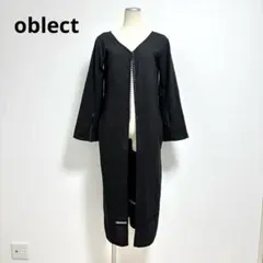 オブレクト ロングカーディガン 羽織 バックリボン フレアスリーブ ブラック