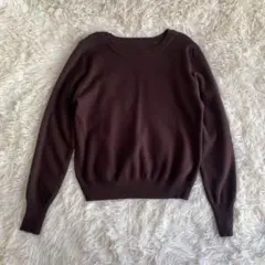 ラウンドネック ニット ブラウン トップス グレイル　[an1698]