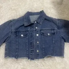 SHEIN ダークブルー クロップドデニムジャケット M
