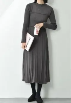 【値下げ】INTERPLANET 編地切替デザインニットワンピース