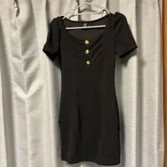 黒 半袖 タイトフィット ドレス