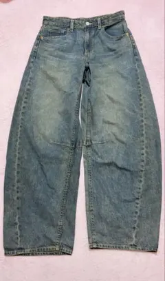 【美品】GU バレルレックジーンズ ブルー M
