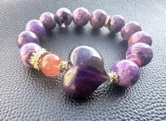 【極上品】ヒーリングストーン チャロアイト＆アメジスト ハートブレスレット