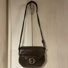 ダークブラウン クロコダイル風 ショルダーバッグ