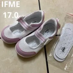 【新品未使用】IFME 上履き 17.0 ホワイト/ピンク 替えインソール付き