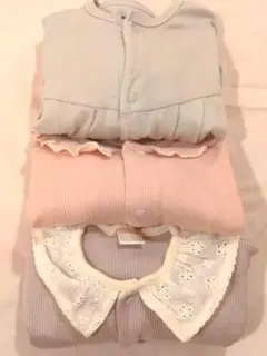 【60.70cm】淡色ロンパース 3点セット ベビー服 春服 バラ売り可
