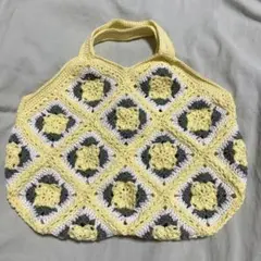 ハンドメイド　モチーフミニバッグ　黄色のお花