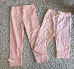 ベビー レギンス 2枚セット リボン付き 女の子 90