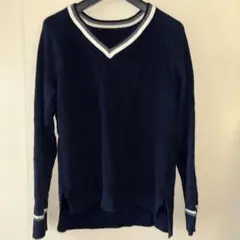 UNIQLO Vネックニット チルデンニット ネイビー M