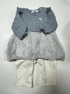 グレー ニット チュール セパレートロンパース　80　 セレモニー