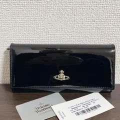VivienneWestwood ブラック　二つ折長財布　エナメル　ミニマリスト