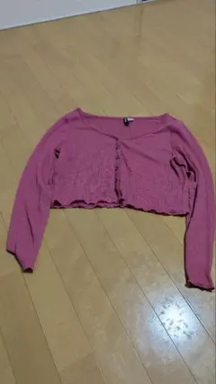 H&M 長袖 クロップド カーディガン ピンクのサムネイル