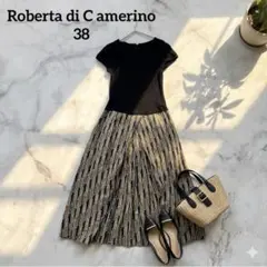 Roberta di Camerinoドッキングワンピース半袖 ブラック総柄38のサムネイル