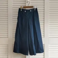 ダークブルー　ワイドパンツ デニム