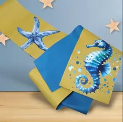 ヒトデ×タツノオトシゴ♥浴衣帯リバーシブル♥リメイク1点物♥早い者勝ち