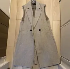 ZARA ザラ ロングジレ ベスト ベージュ ダブルブレスト