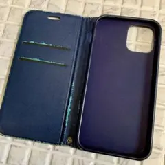 iPhone12/12Pro 6.1インチ手帳型ケース ネイビー ブラック