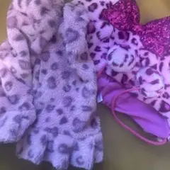 ミニー耳付きピンクヒョウ柄帽子