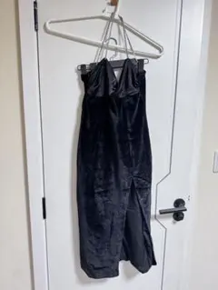 ブラックベルベットキャミワンピース ベロア生地