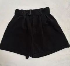 ベルト付き コーデュロイ ショートパンツ ブラック　Mのサムネイル