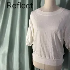 Reflect ホワイト 半袖ニット パフスリーブ カジュアル シンプルのサムネイル