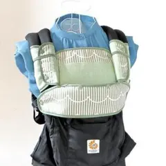 【抱っこ紐カバー3点セット】よだれパッド 首回り 胸カバーストライプグリーン