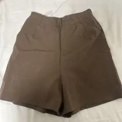 ブラウンショートパンツ ゴムウエスト