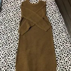 ワッフルニットロングワンピース