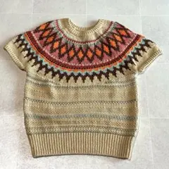 ラルフローレン カシミア混合 サマーニット 半袖 ネイティブ柄 美品
