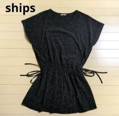 ships　シップス　ドット柄　半袖チュニック　ポリエステル　トップスのサムネイル